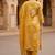 Golden yellow cotton floral printed kurta pant dupatta set for women