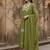Olive green cotton embroidered kurta pant dupatta set for women