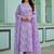 Women’s lavender cotton floral printed kurta pant dupatta set