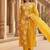 Women’s golden yellow cotton floral printed kurta pant dupatta set