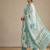 Women aqua blue cotton printed kurta set with dupatta