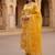 Golden yellow cotton floral printed kurta pant dupatta set for women