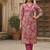 Women’s rose pink floral printed cotton kurta with pants | elegant traditional wear set