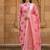 Pink cotton floral printed kurta pant dupatta set for women