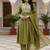 Women’s olive green cotton embroidered kurta pant dupatta set