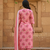 Pink cotton floral printed kurta pant dupatta set for women