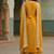 Women’s mustard yellow cotton embroidered kurta pant dupatta set