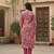 Women’s rose pink floral printed cotton kurta with pants | elegant traditional wear set
