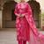 Women’s rani pink cotton floral printed kurta pant dupatta set