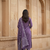 Purple cotton polka dot printed kurta pant dupatta set for women