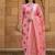 Pink cotton floral printed kurta pant dupatta set for women