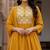 Mustard yellow cotton embroidered kurta pant dupatta set for women