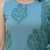 Women’s teal blue cotton embroidered sleeveless kurta pant dupatta set