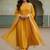Women’s mustard yellow cotton embroidered kurta pant dupatta set