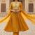 Mustard yellow cotton embroidered kurta pant dupatta set for women