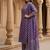 Purple cotton polka dot printed kurta pant dupatta set for women