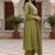 Women’s olive green cotton embroidered kurta pant dupatta set