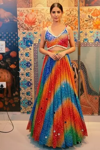 pink chiffon embroidered Lehenga Choli