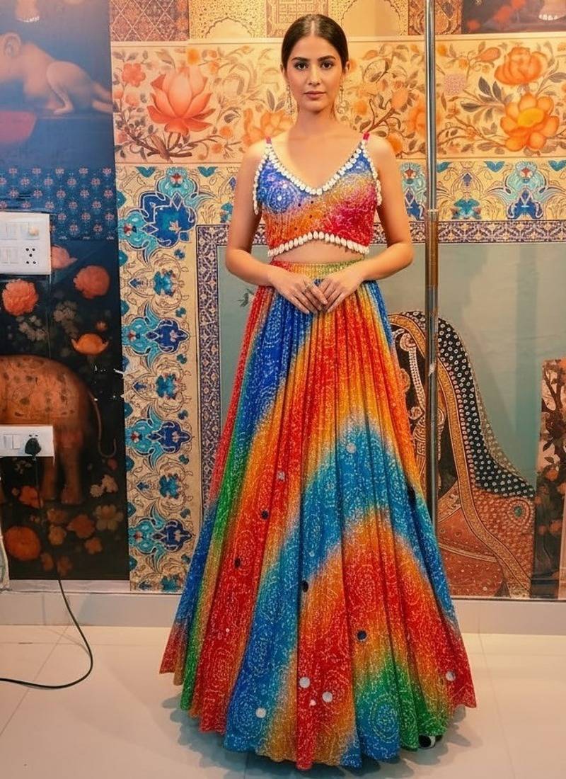 pink chiffon embroidered Lehenga Choli