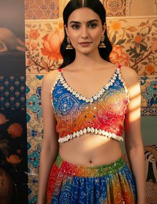 pink chiffon embroidered Lehenga Choli 2