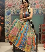 multicolor crepe embroidered Lehenga Choli