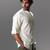 White solid handloom mandarin collar shirt