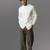 White solid handloom mandarin collar shirt