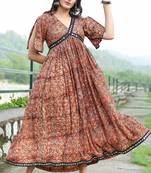 Bagru mirror empire waist dress