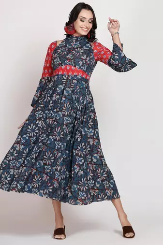 Sanganeri halter neck dress