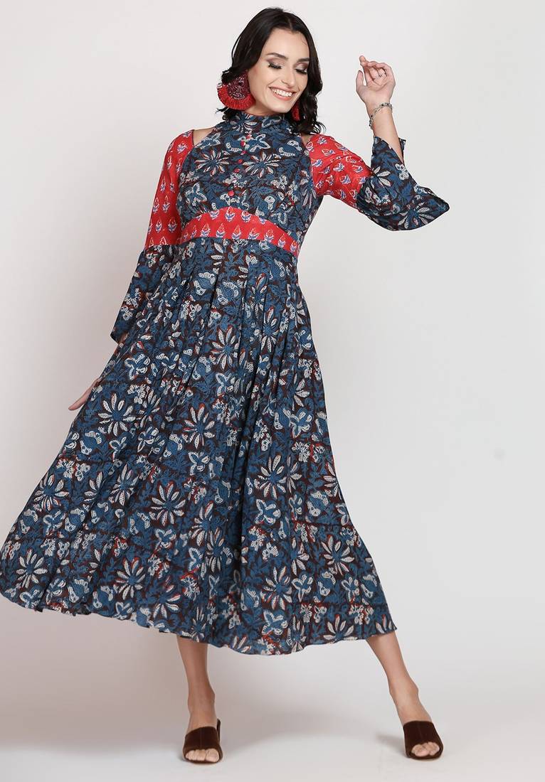 Sanganeri halter neck dress