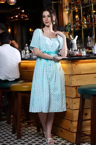 Sea green shirt dress