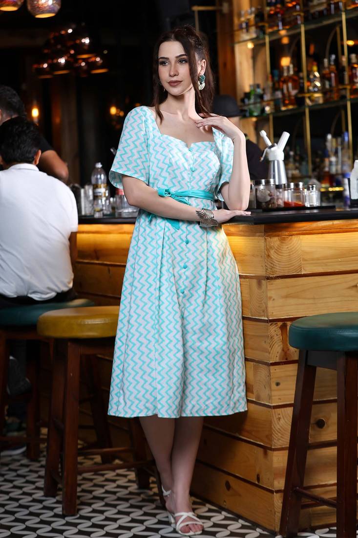 Sea green shirt dress