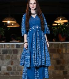 Indigo kalidar kurta & sharara set