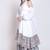 Sanganeri assymetrical flared white dress with skirt