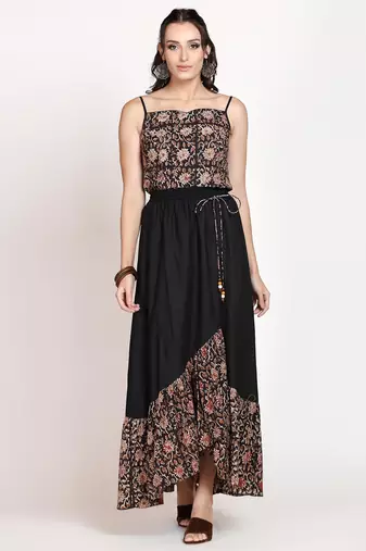 Black angrakha bagru co ord set