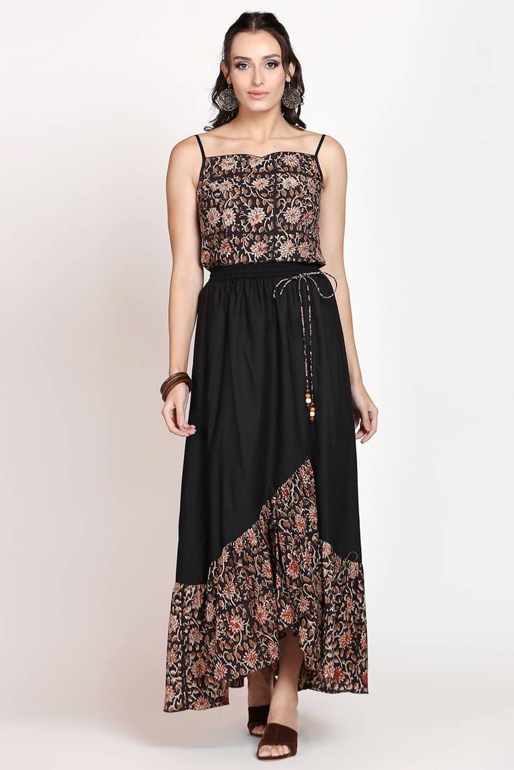 Black angrakha bagru co ord set