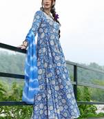 Sanganeri kalidaar handblock dress with leheriya duppatta