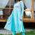 Sea green matka neck anarkali suit set with leheriya duppatta