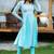 Sea green matka neck anarkali suit set with leheriya duppatta