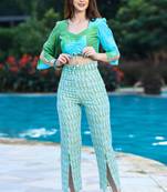 Aqua blue and jade ikat co-ord set