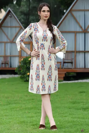 Cotton ikat shift dress