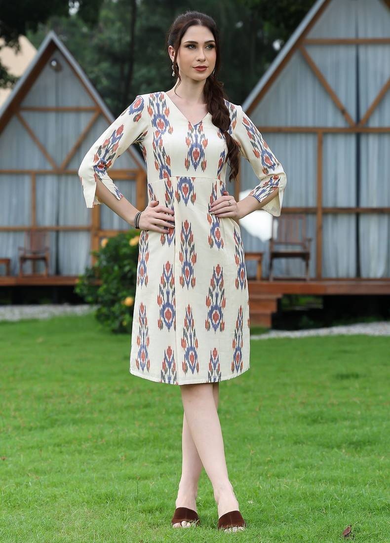 Cotton ikat shift dress