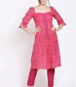 Berry pink ikat kurta set