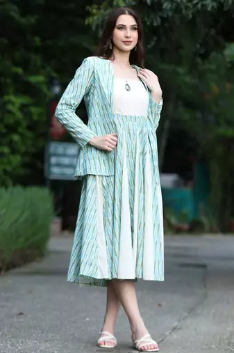 Jade ikat dress with jacket