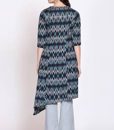 Asymetric black ikat kurta set
