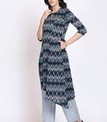 Asymetric black ikat kurta set