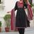 Aaysa floral embroidered black round neck pure cotton kurta with trouser & dupatta