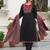 Aaysa floral embroidered black round neck pure cotton kurta with trouser & dupatta
