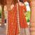 Orange georgette three-piece Anarkali suit 