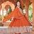 Orange georgette three-piece Anarkali suit 